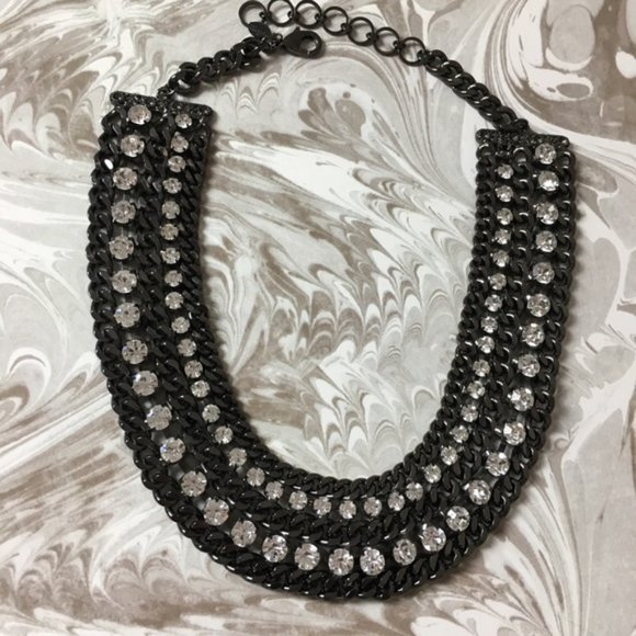 Chain and Rhinestone Necklace - Picture 2 of 7